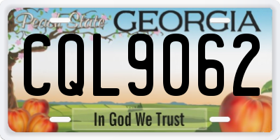 GA license plate CQL9062