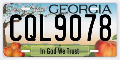 GA license plate CQL9078