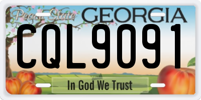 GA license plate CQL9091