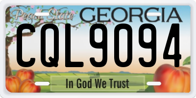 GA license plate CQL9094