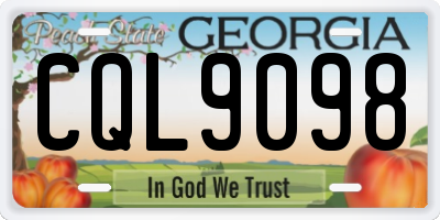 GA license plate CQL9098