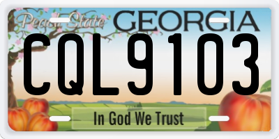 GA license plate CQL9103