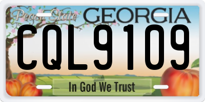 GA license plate CQL9109
