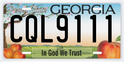 GA license plate CQL9111