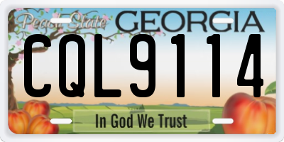 GA license plate CQL9114
