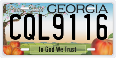 GA license plate CQL9116