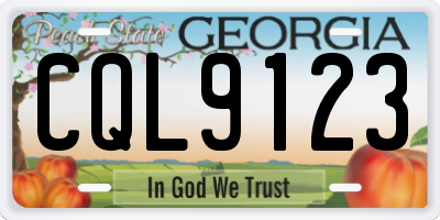 GA license plate CQL9123