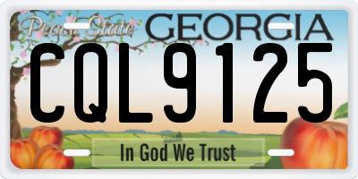GA license plate CQL9125