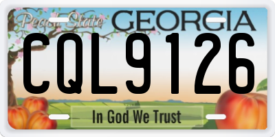 GA license plate CQL9126