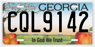 GA license plate CQL9142