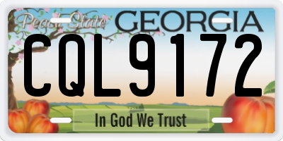 GA license plate CQL9172