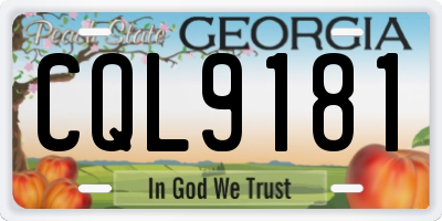 GA license plate CQL9181
