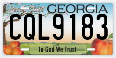 GA license plate CQL9183