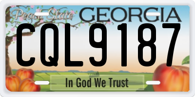 GA license plate CQL9187