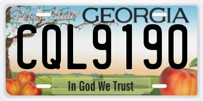 GA license plate CQL9190