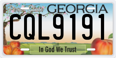 GA license plate CQL9191