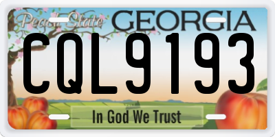 GA license plate CQL9193