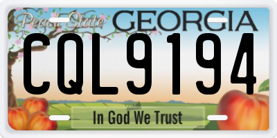 GA license plate CQL9194