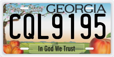 GA license plate CQL9195