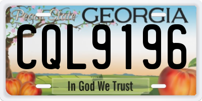 GA license plate CQL9196