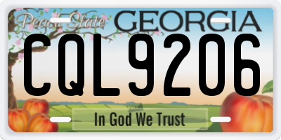 GA license plate CQL9206