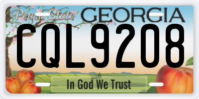 GA license plate CQL9208