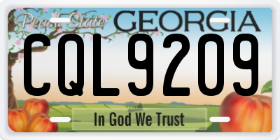 GA license plate CQL9209