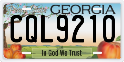 GA license plate CQL9210
