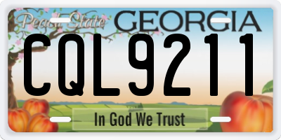 GA license plate CQL9211