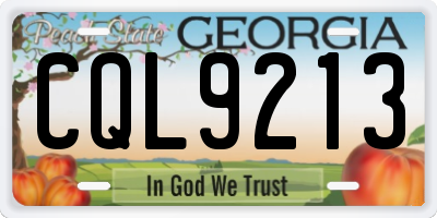 GA license plate CQL9213
