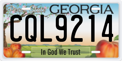 GA license plate CQL9214