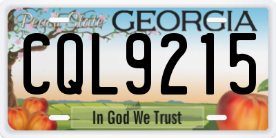GA license plate CQL9215