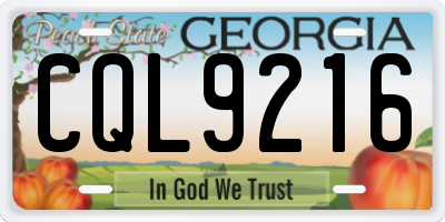 GA license plate CQL9216