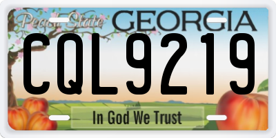 GA license plate CQL9219