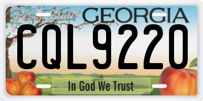 GA license plate CQL9220