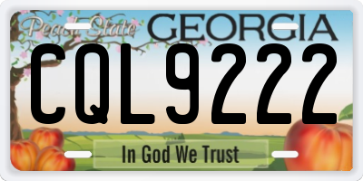 GA license plate CQL9222