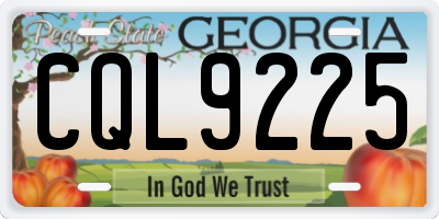 GA license plate CQL9225