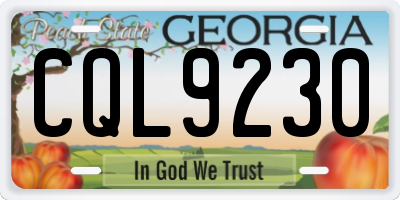 GA license plate CQL9230