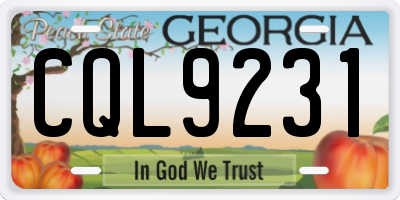 GA license plate CQL9231