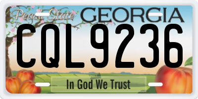 GA license plate CQL9236