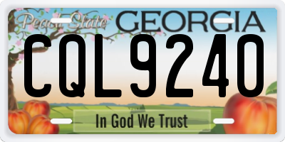 GA license plate CQL9240