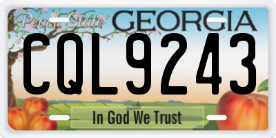 GA license plate CQL9243