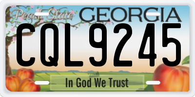 GA license plate CQL9245