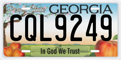 GA license plate CQL9249