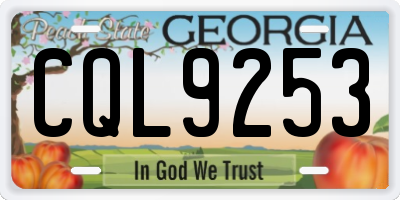 GA license plate CQL9253