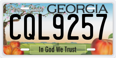 GA license plate CQL9257