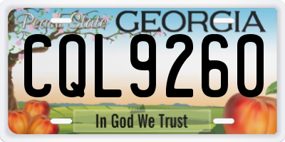 GA license plate CQL9260