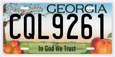 GA license plate CQL9261