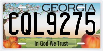 GA license plate CQL9275
