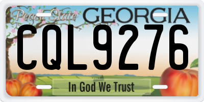 GA license plate CQL9276